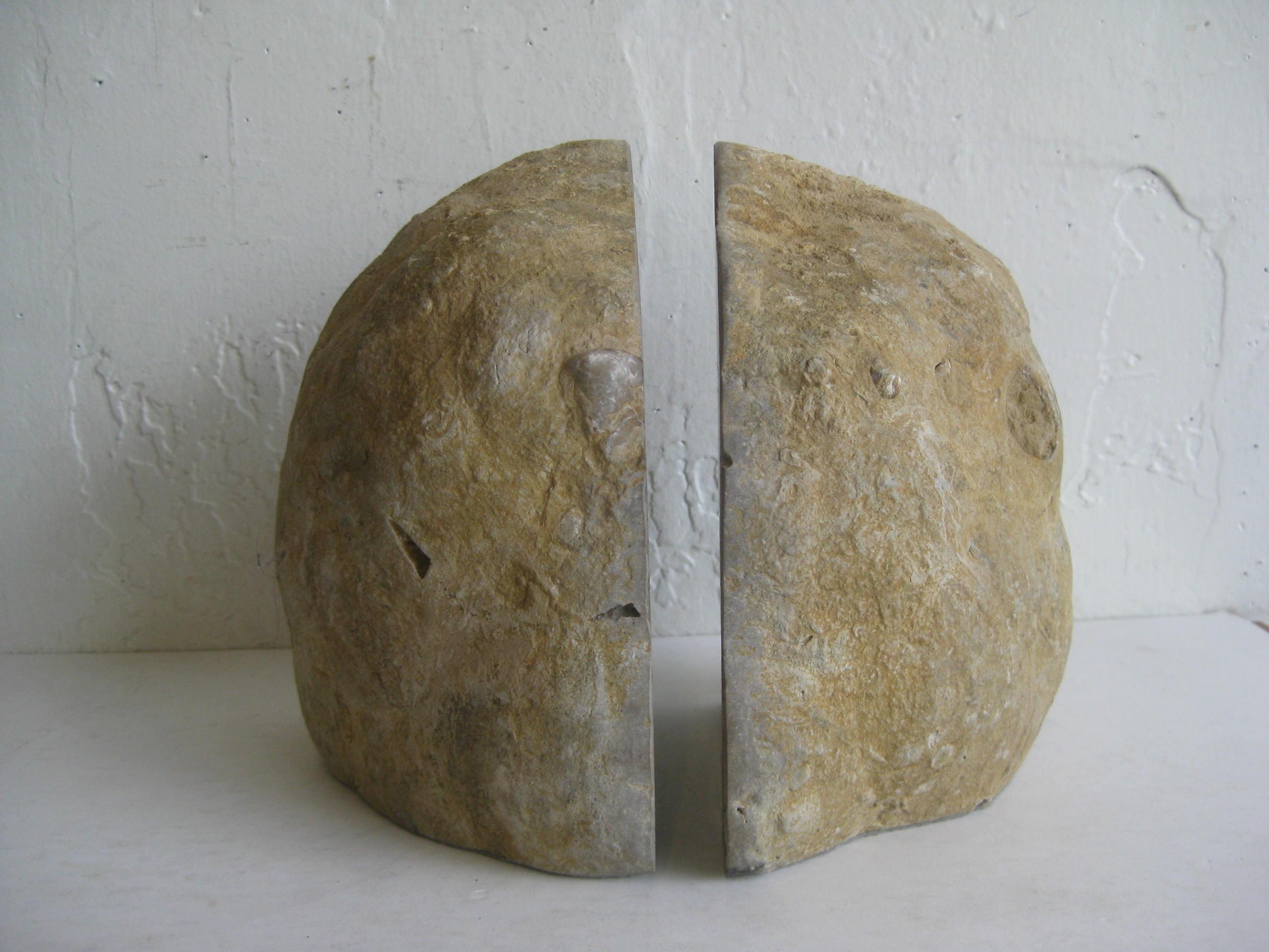 20th Century Pair of Massive Vintage Natural Geode Stone Rock Sculptural Bookends