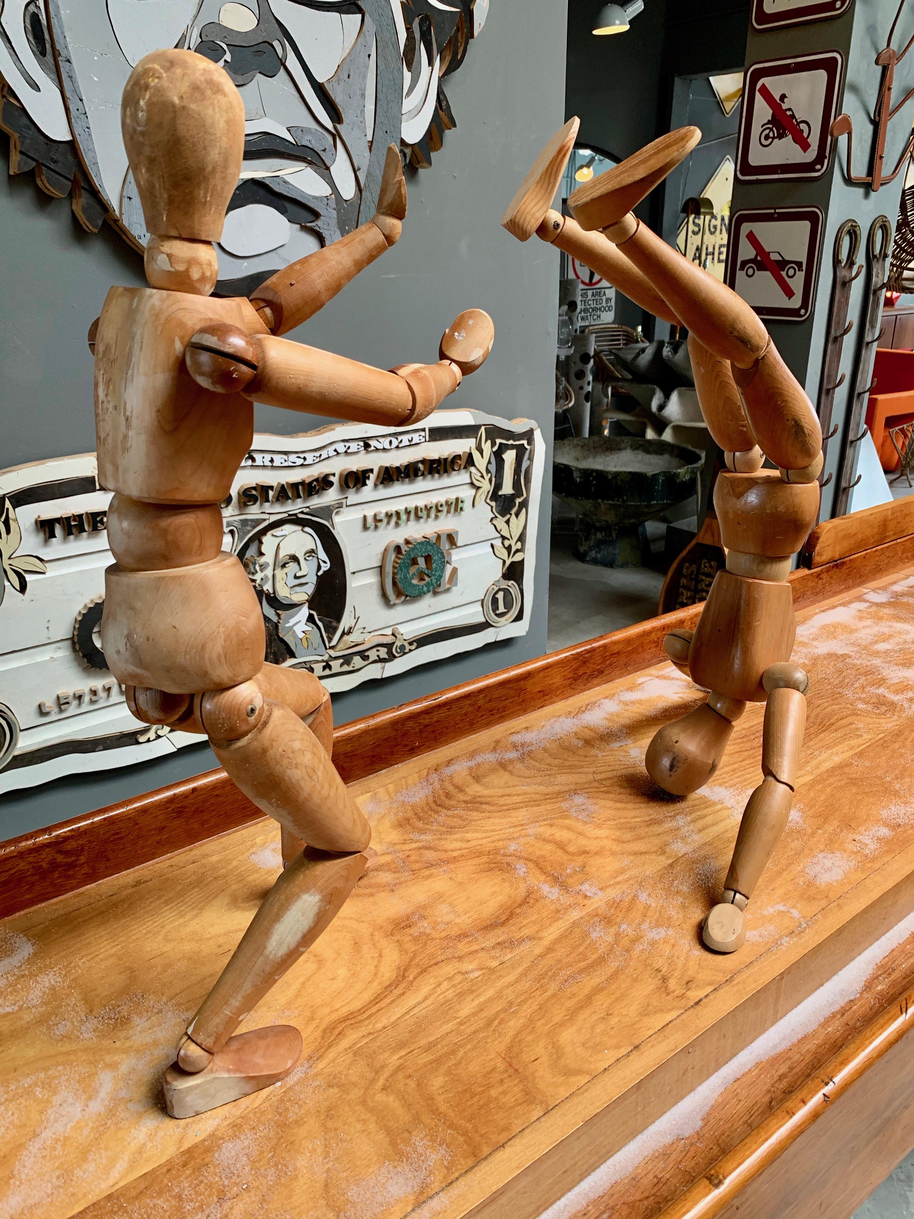 Pair of Massive Wood Articulating Artist Models 3