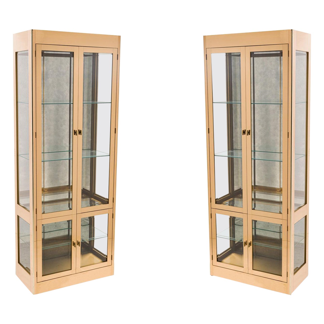 Pair of Mastercraft American Mid-Century Brass
Glass Curio / Display Cabinets