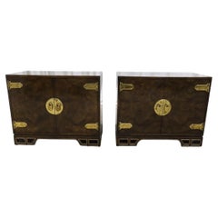 Pareja de Armarios Mastercraft Asian Style Con Burl y Latón