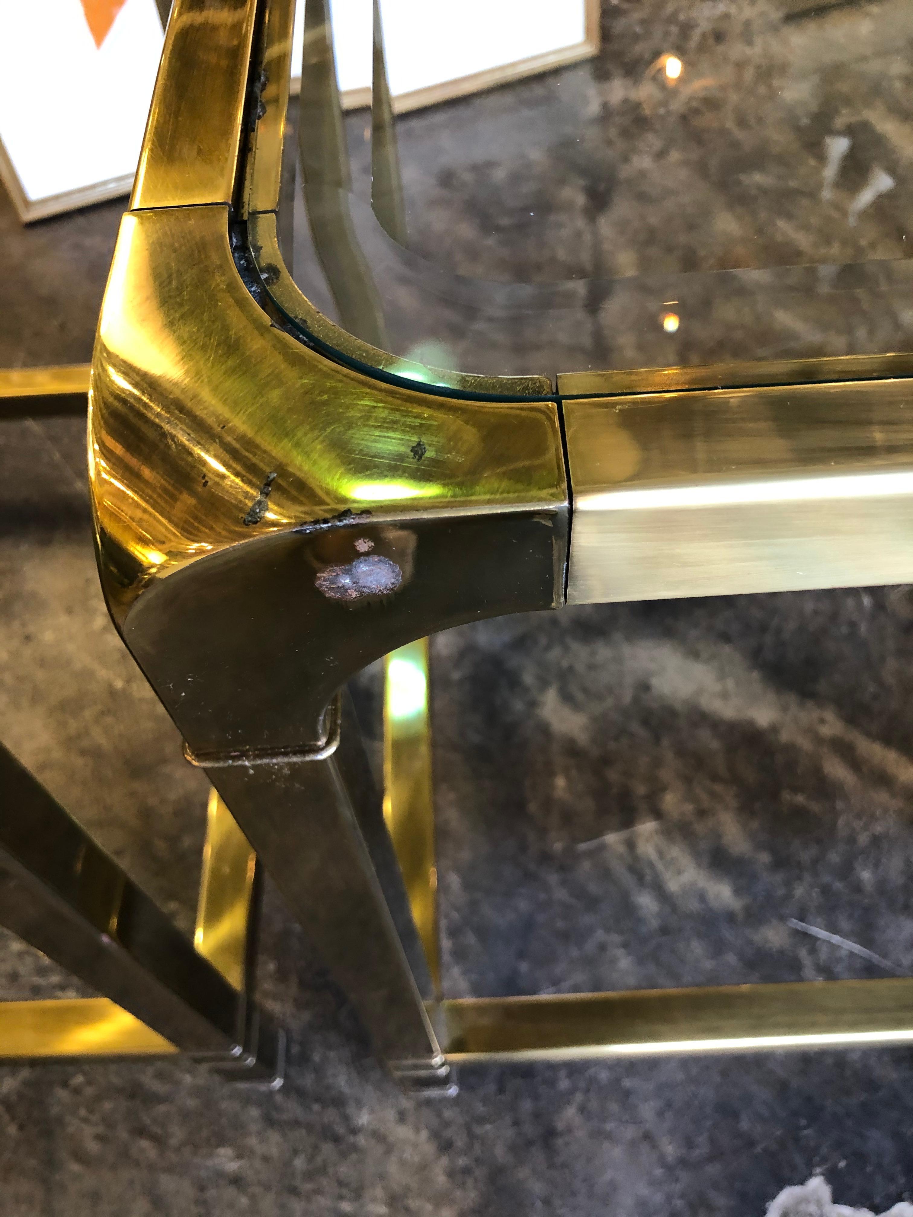 Pair of Mastercraft Brass and Glass Side Tables In Good Condition In Chicago, IL