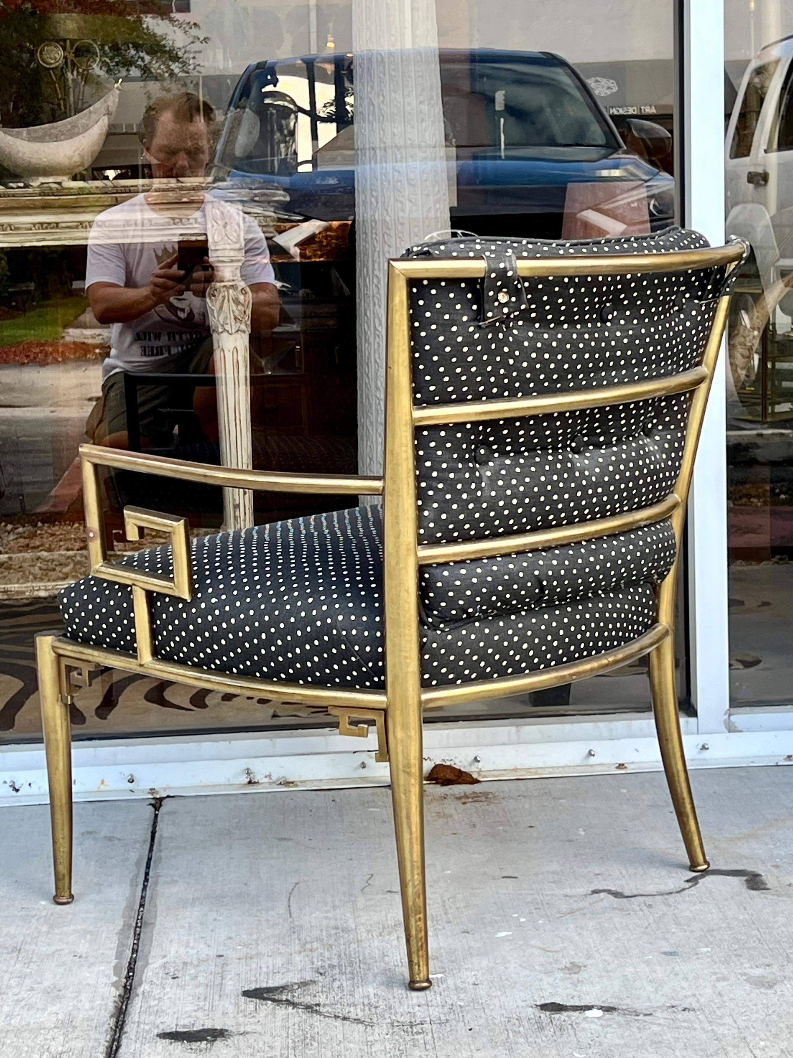 Pair of Mastercraft Brass Armchairs In Good Condition In North Miami, FL