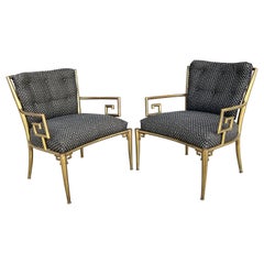 Pair of Mastercraft Brass Armchairs
