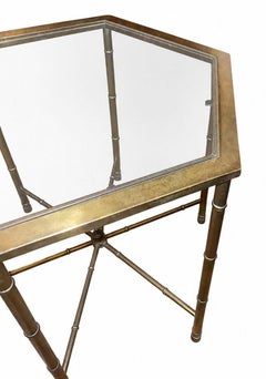 Pair of Mastercraft Brass Bamboo Form Side Tables. U.S.A. 1970's.