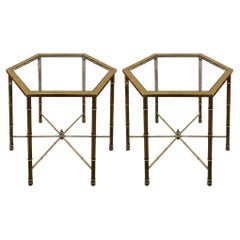 Pair of Mastercraft Brass Bamboo Form Side Tables. U.S.A. 1970's.