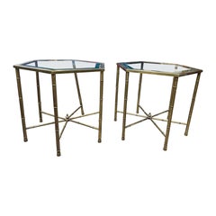 Pair Of Mastercraft Brass Hexagonal Tables