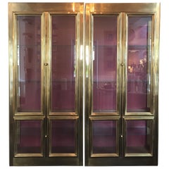 Pair of Mastercraft Brass Vitrines Display Cabinets