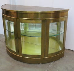 Pair of Mastercraft Bronze Demilune Vitrines