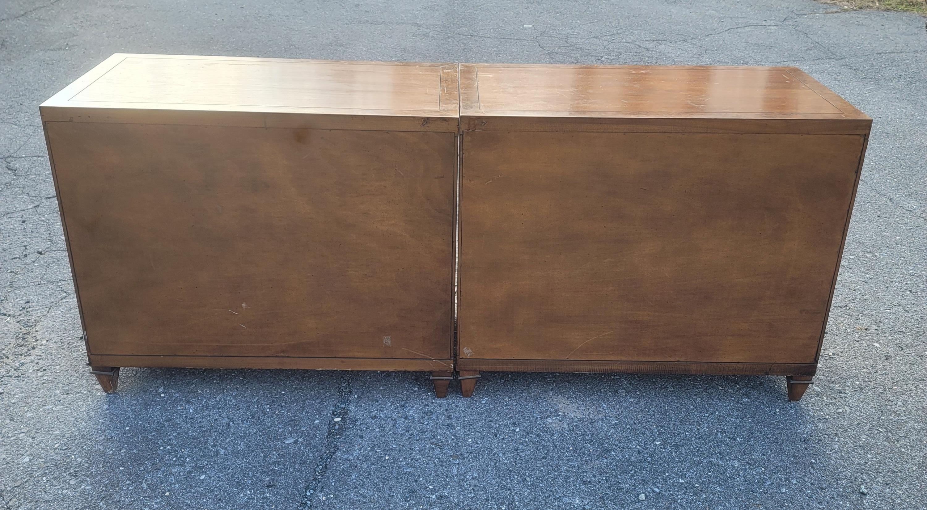 Pair of Mastercraft Burled and Walnut Colonnade Cabinets Credenza Buffet Server For Sale 1
