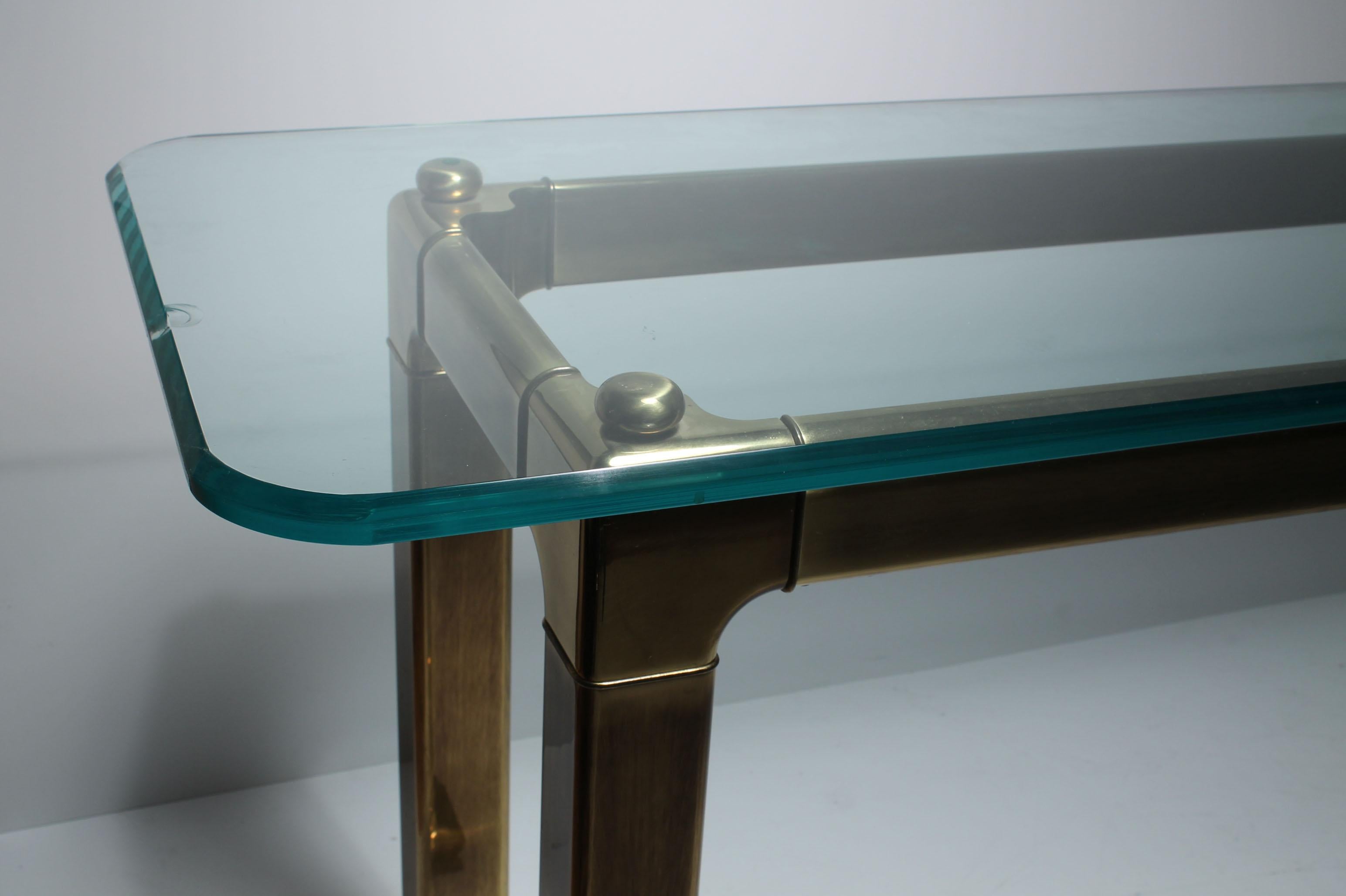 North American Pair of Mastercraft Glass Console Tables in the Asian Oriental Taste For Sale