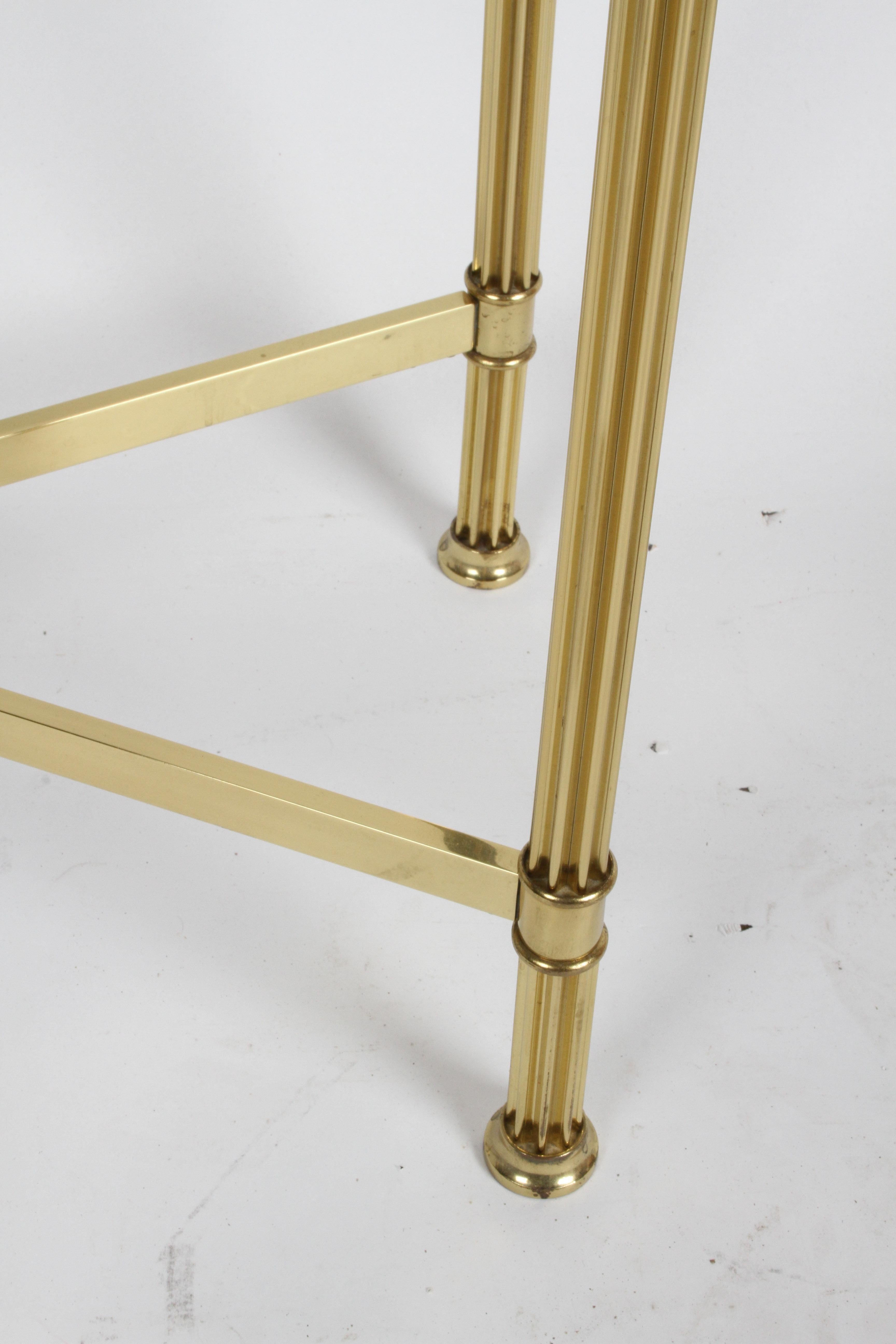 Pair of Mastercraft Hollywood Regency Fluted Brass and Glass Console Tables 2