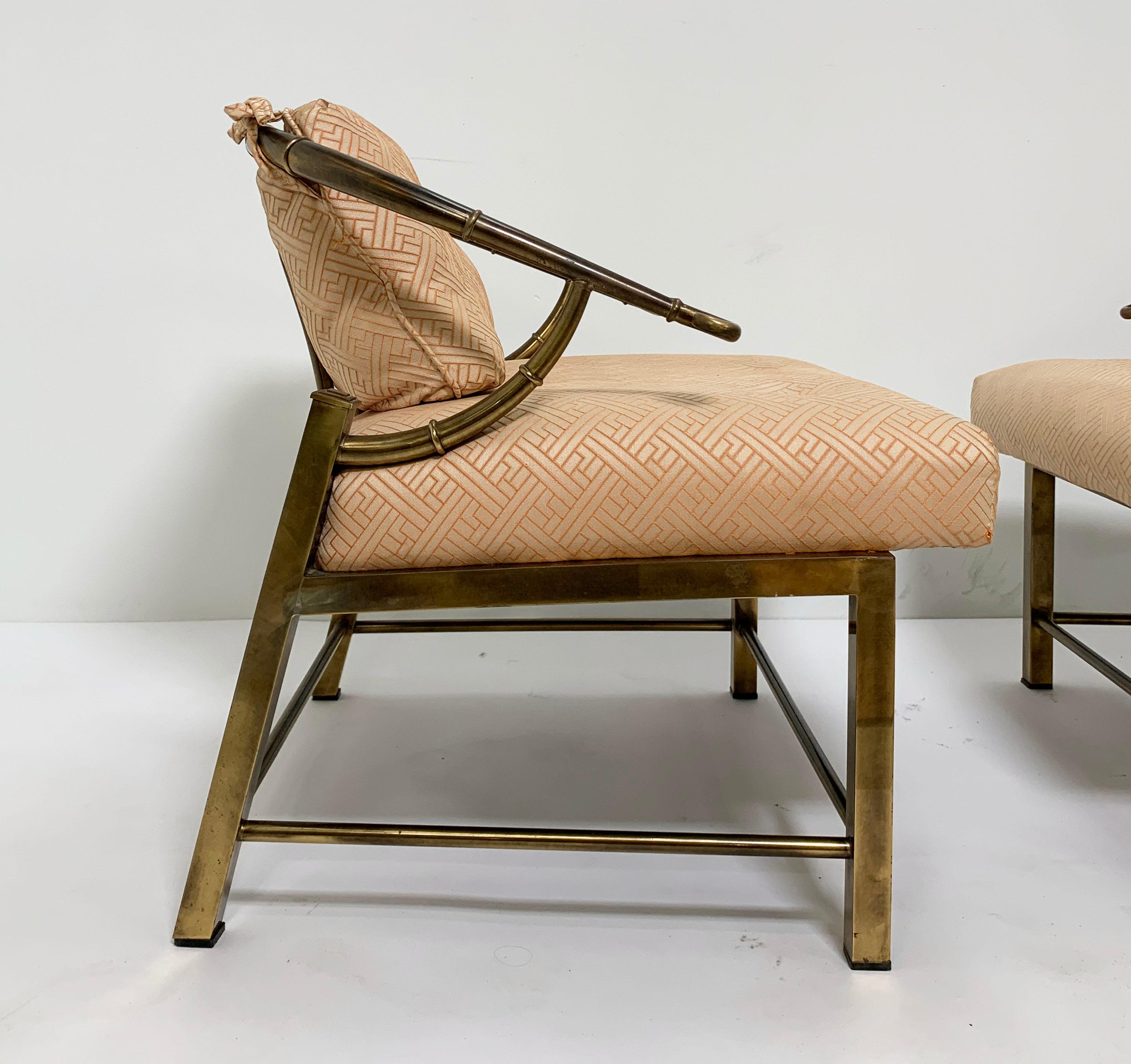Brass Pair of Mastercraft Hollywood Regency Lounge Chairs by Pengelly, circa 1960s