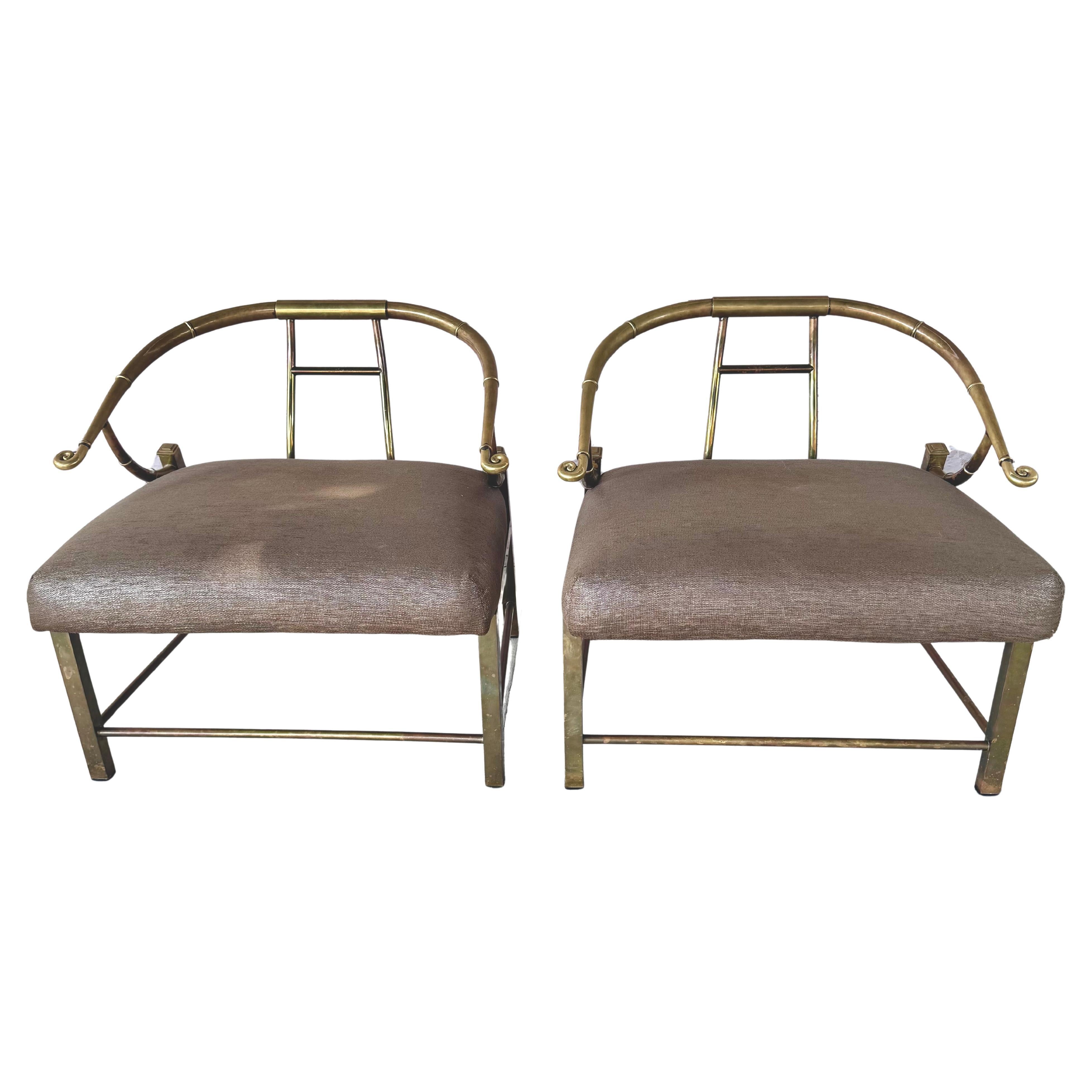 Paar Mastercraft Italian Brass Lounge Chairs im Angebot 6