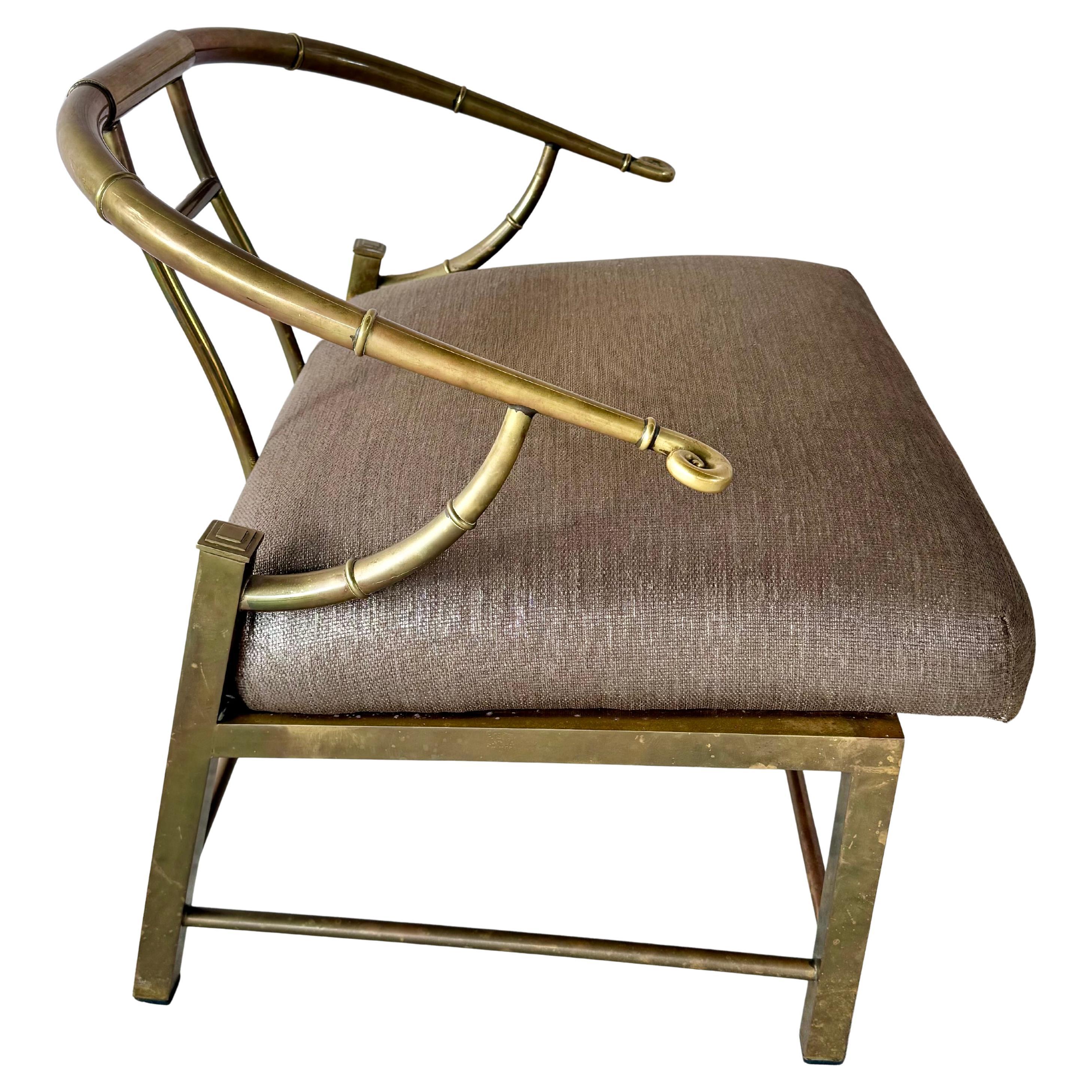 Paar Mastercraft Italian Brass Lounge Chairs (Moderne der Mitte des Jahrhunderts) im Angebot