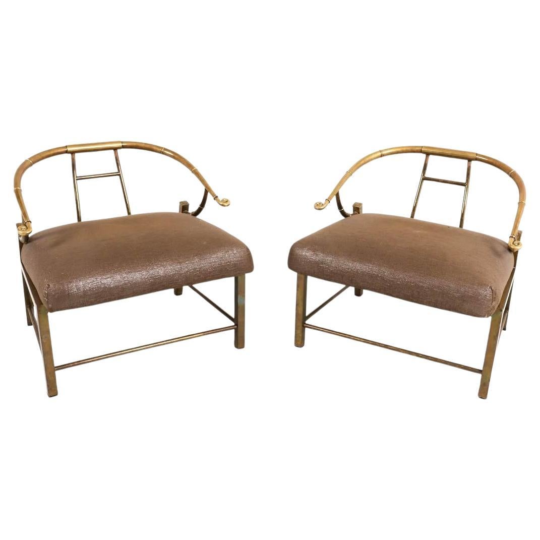 Paar Mastercraft Italian Brass Lounge Chairs im Angebot 1
