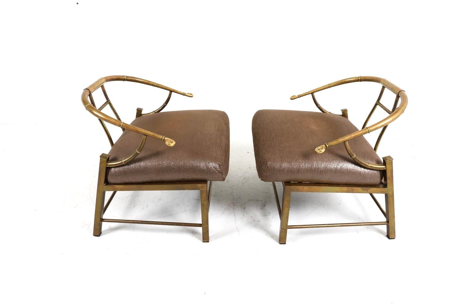 Paar Mastercraft Italian Brass Lounge Chairs im Angebot 2