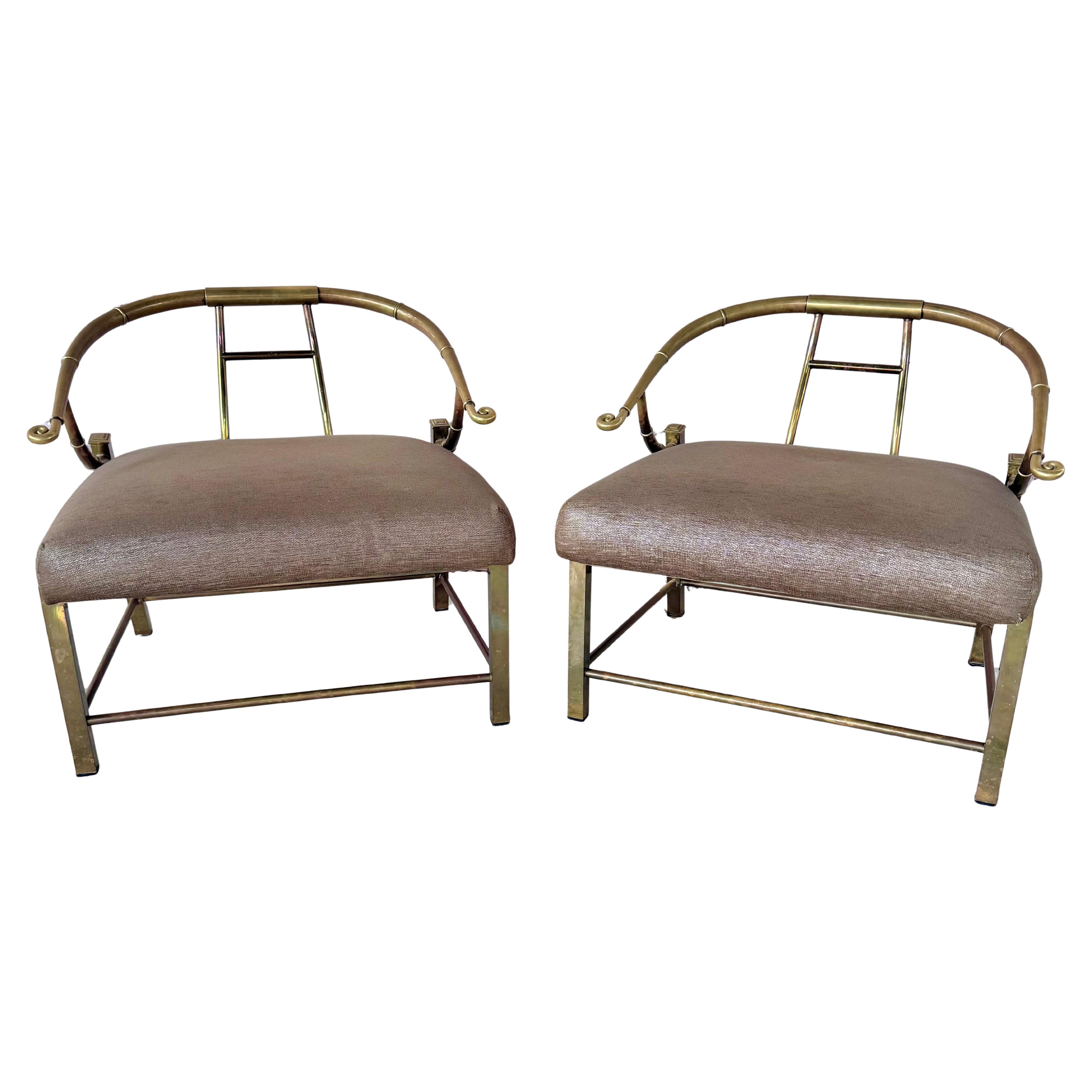 Paar Mastercraft Italian Brass Lounge Chairs