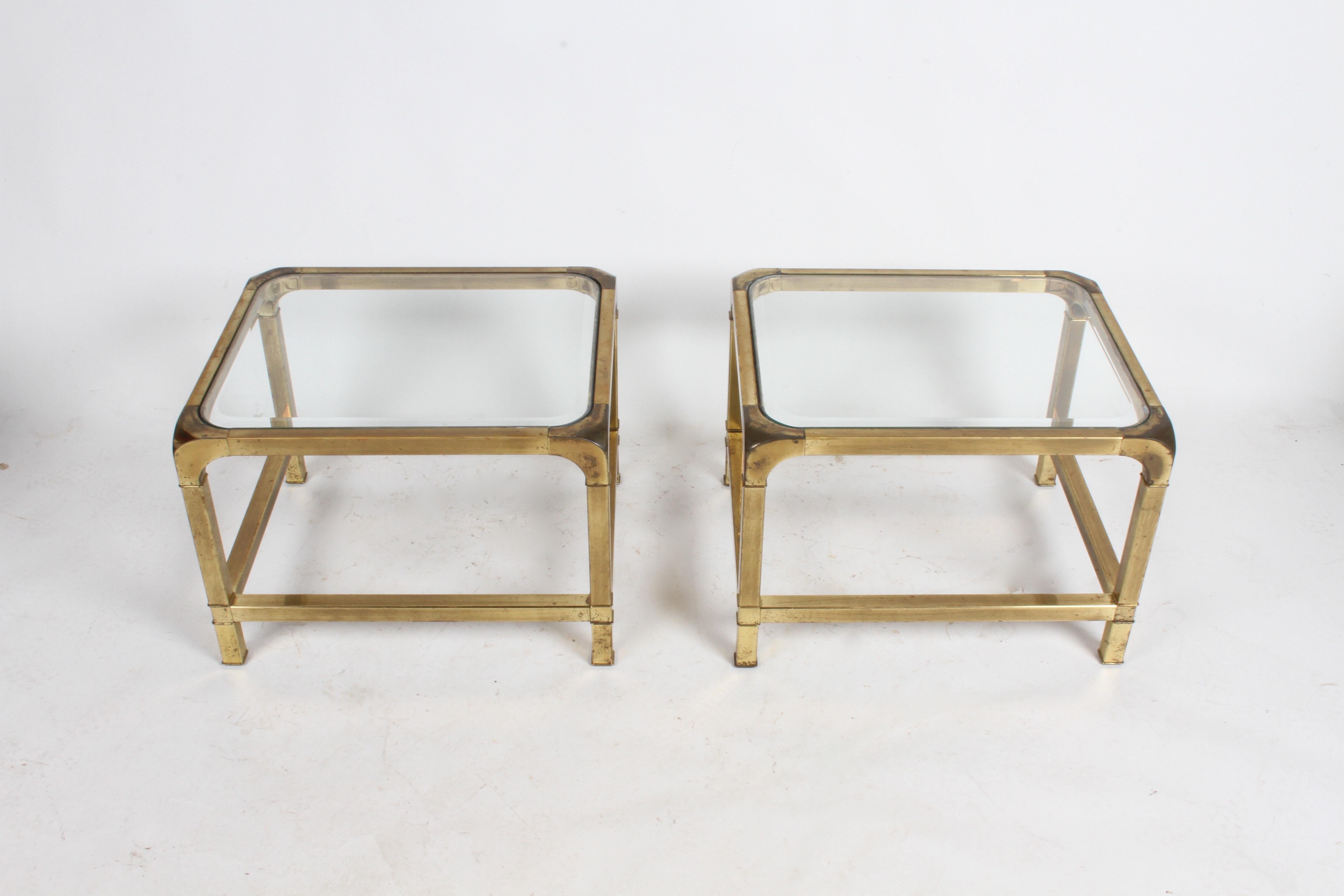 American Pair of Mastercraft Mid-Century Brass End Tables For Sale