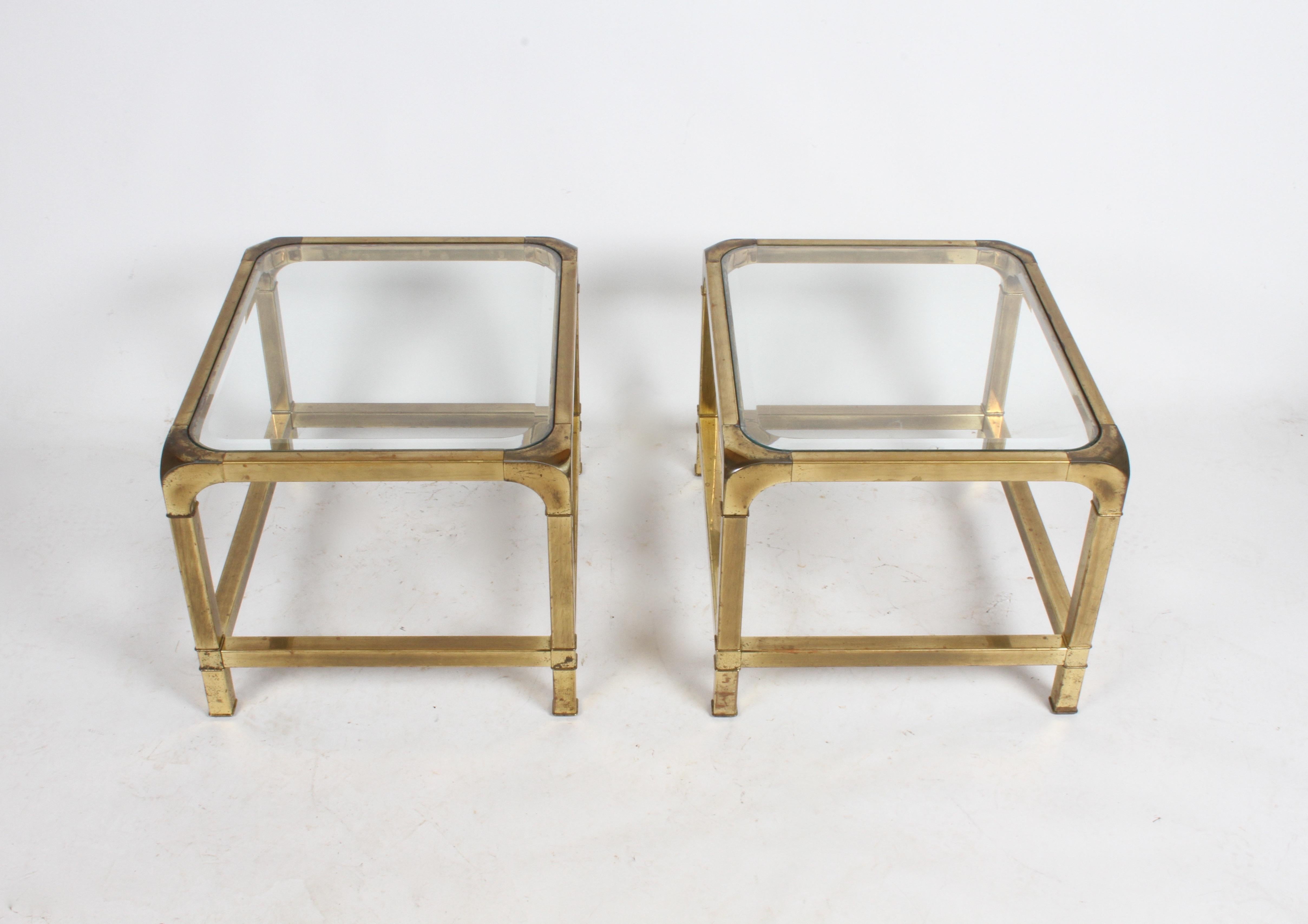 Pair of Mastercraft Mid-Century Brass End Tables For Sale 2