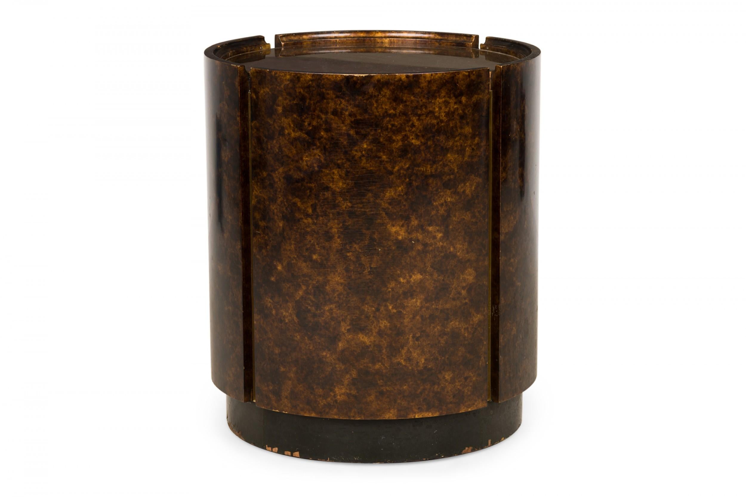 20th Century Pair of Mastercraft Oil Drop Lacquer Drum End / Side Tables For Sale