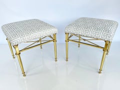 Pair of Mastercraft Style Polished Brass Stools