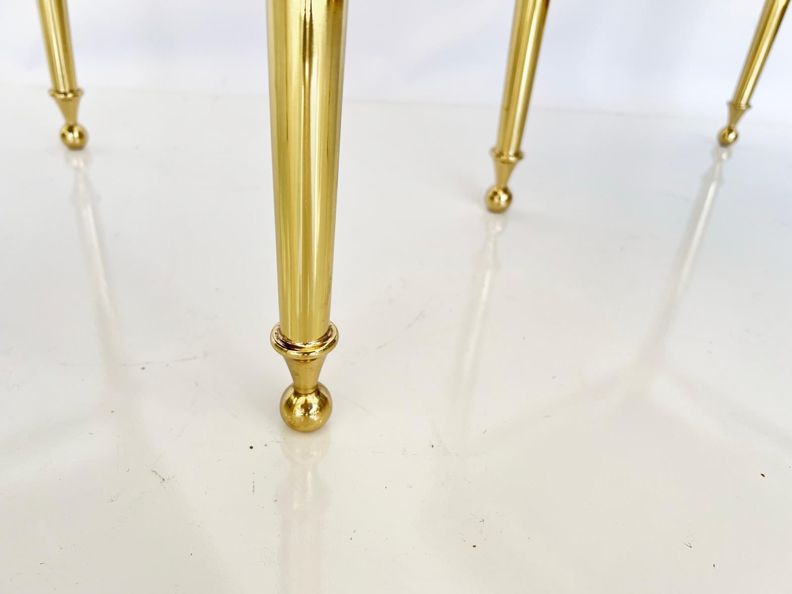 Pair of Mastercraft Style Polished Brass Stools For Sale 1