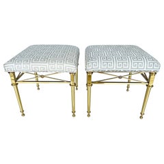 Pair of Mastercraft Style Polished Brass Stools