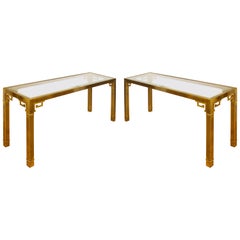 Pair of Mastercraft Vintage Brass Consoles Pair of Mastercraft Vintage Brass Consoles