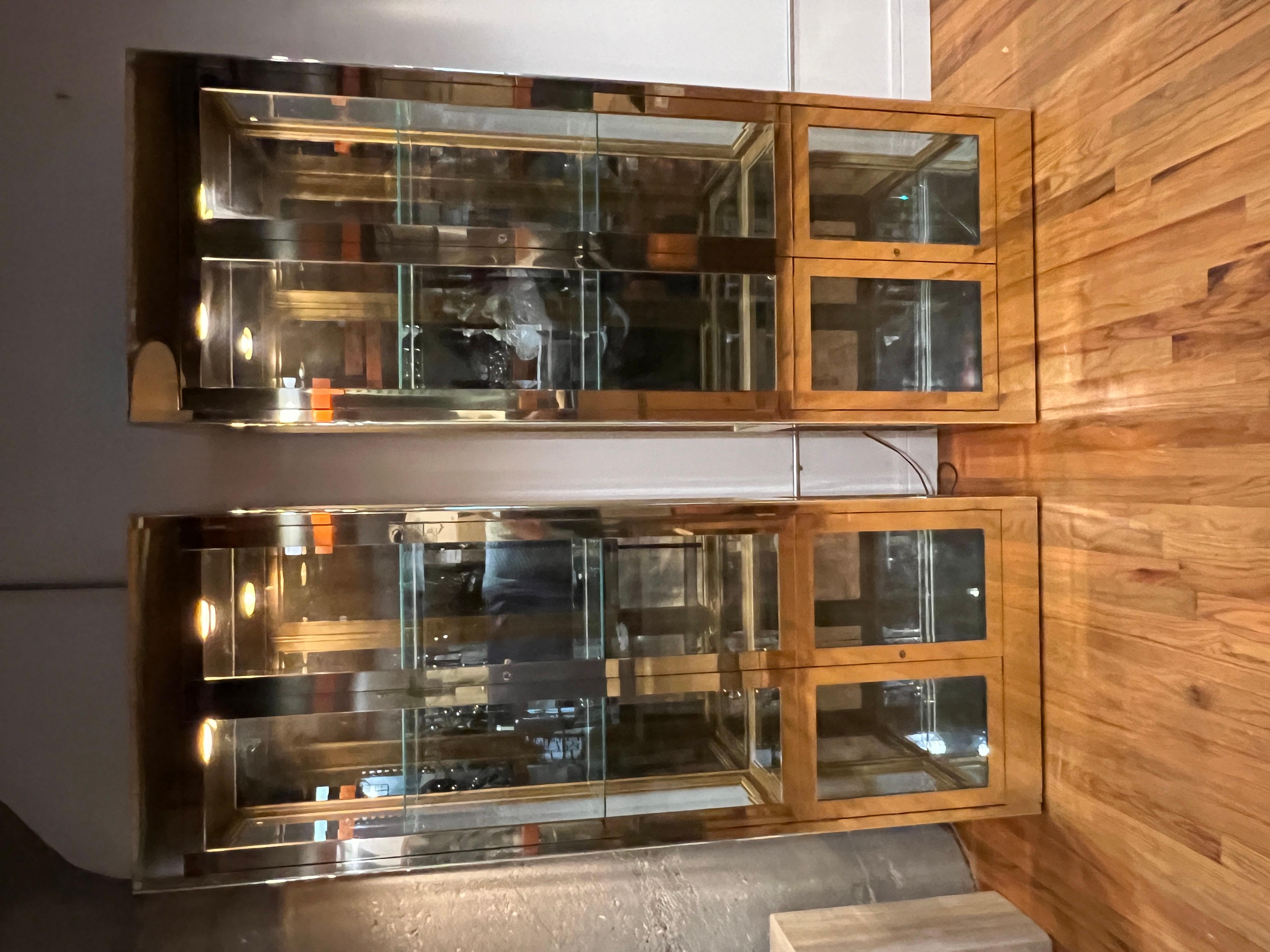 Brass Pair of Mastercraft Vitrine Display Cabinets or Etageres For Sale