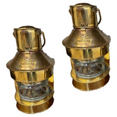 Retro Pair of Masthead Brass Ship Navigational Nautical Lights