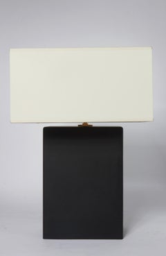 Pair of Mat Black Rectangle Table Lamps