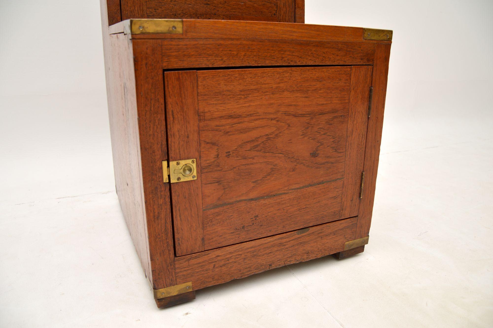 Pair of Matched Antique Oak Military Campaign Locker Cabinets 1