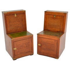 Pair of Matched Antique Oak Military Campaign Locker Cabinets