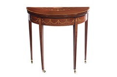 Pair of Matched Edwardian Mahogany & Satinwood Inlaid Card Tables