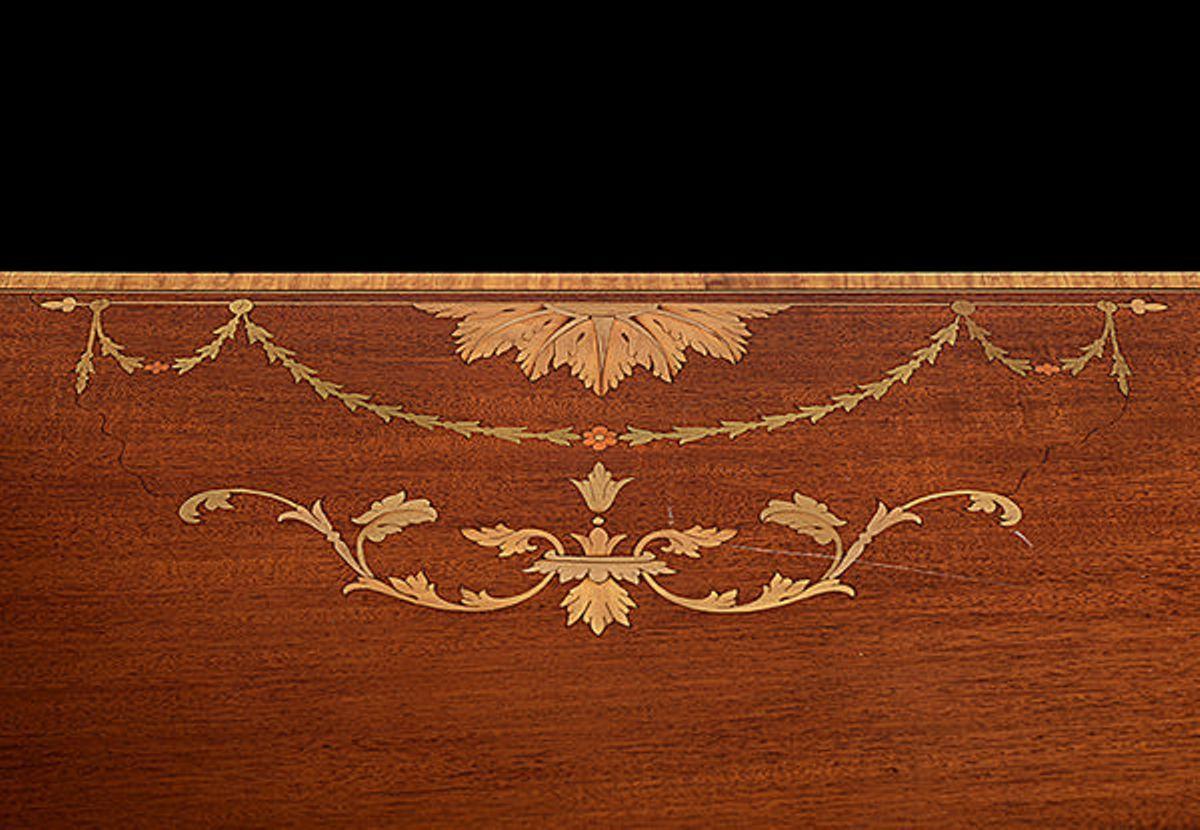 Sheraton Pair of Matched Edwardian Mahogany & Satinwood Inlaid Card Tables For Sale