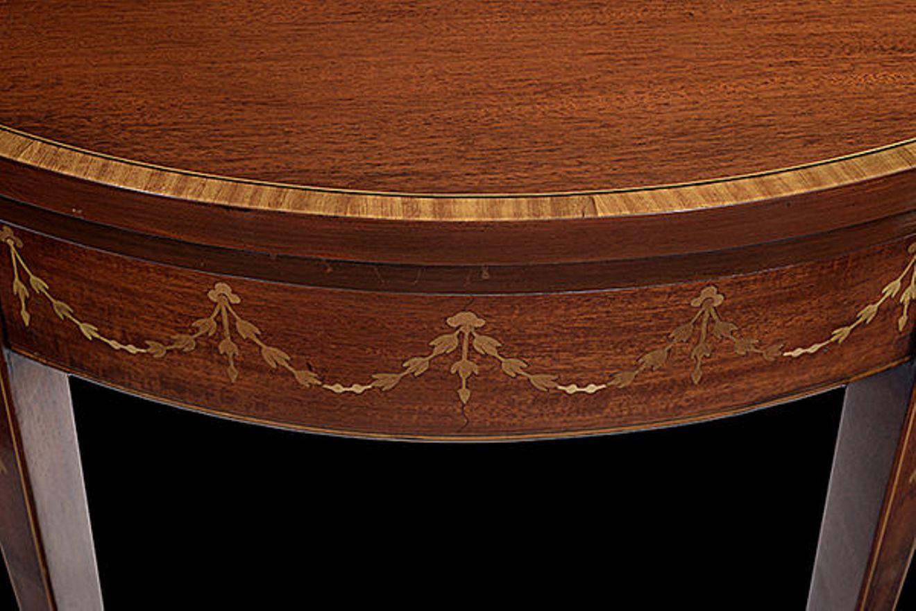 English Pair of Matched Edwardian Mahogany & Satinwood Inlaid Card Tables For Sale