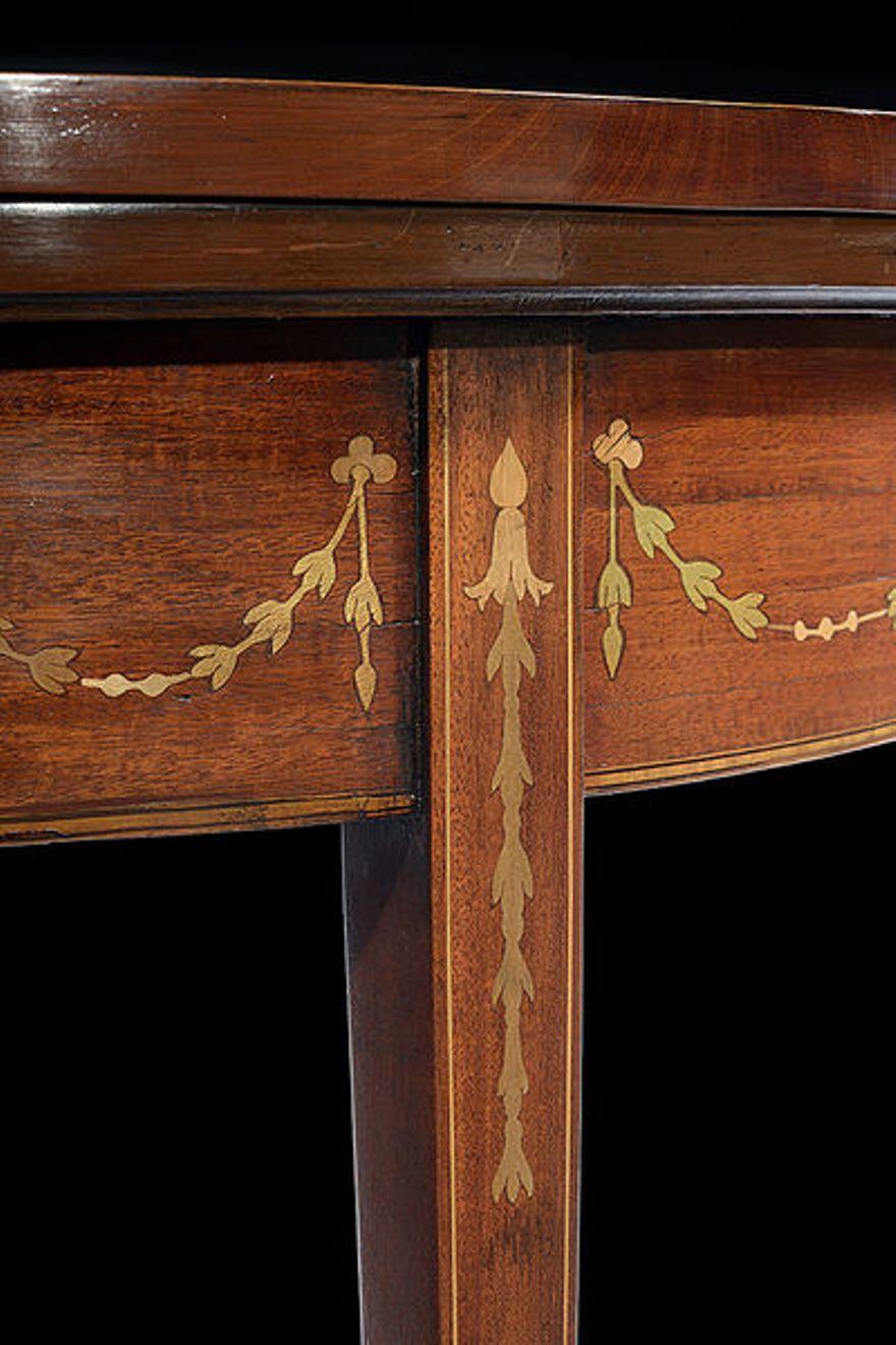 Pair of Matched Edwardian Mahogany & Satinwood Inlaid Card Tables For Sale 1