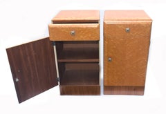 Pair of Matching 1930s Art Deco Bedside Cabinet Tables in Blonde Maple