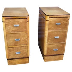 Pair of matching Art Deco Birch Bedside cabinets