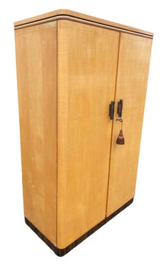 Pair of matching Art Deco Sycamore wardrobes