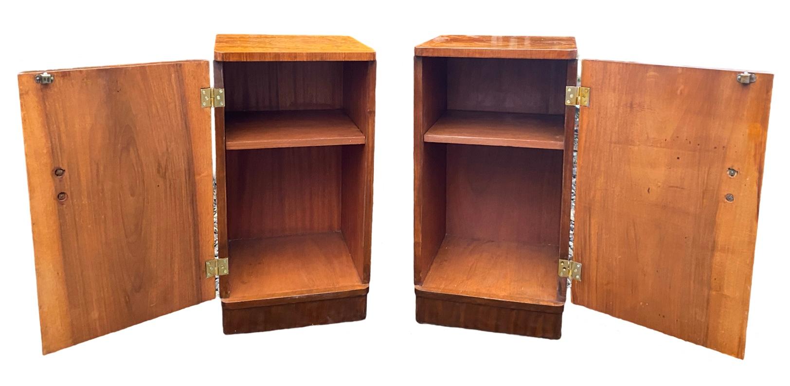 Pair of matching Art Deco Walnut Bedside Cabinets 5