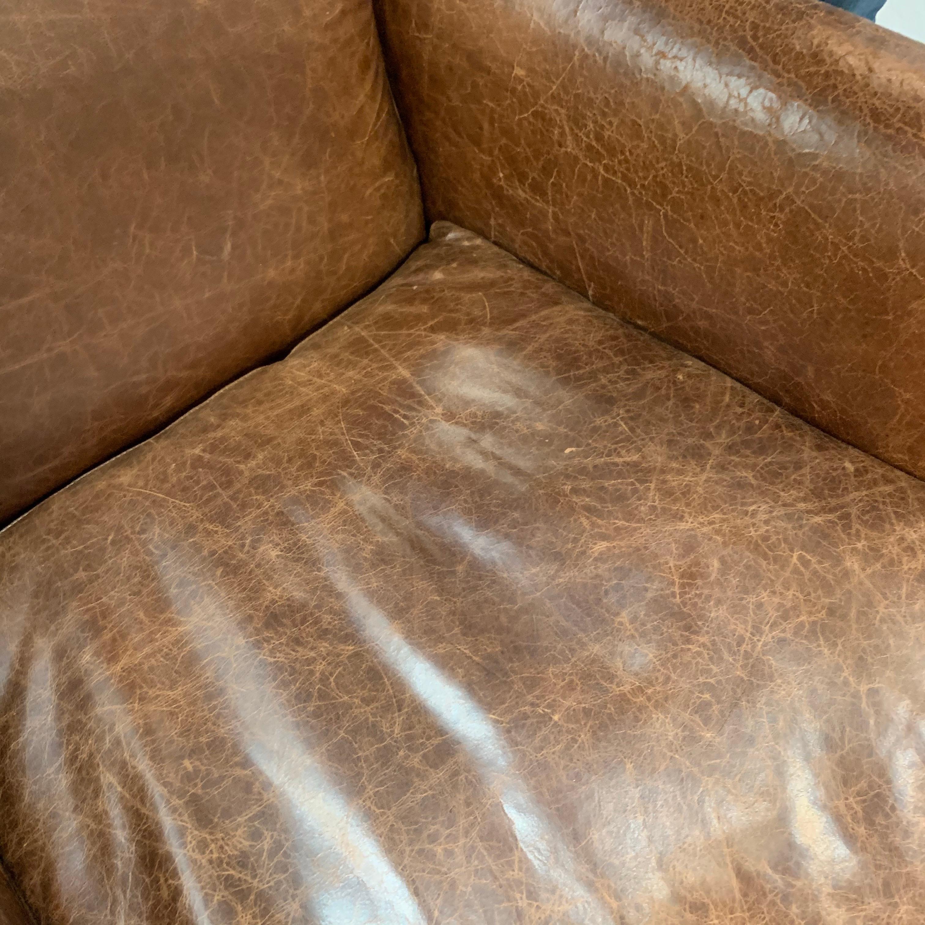 Pair of Matching Brown Leather Nailhead Club Chairs 1