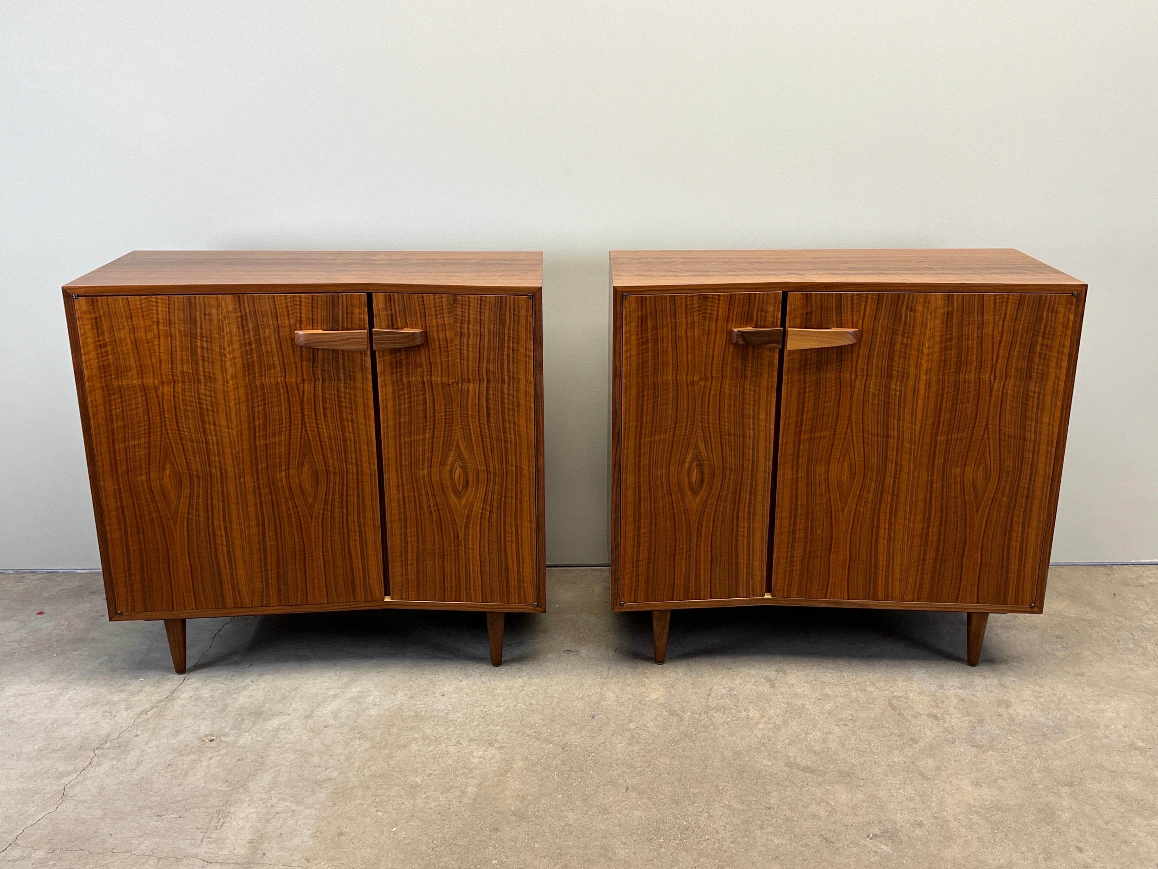 A pair of beautifully restored matching walnut chests designed by Bertha Schaefer for Singer and Sons, 1952. 