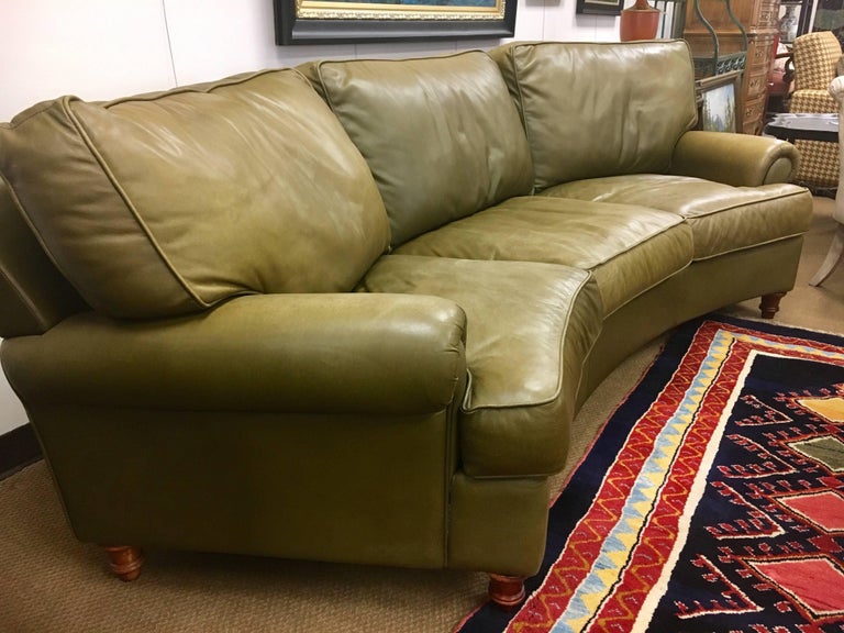 Pair of Matching Curved American Leather Furniture Company Sofas at 1stDibs