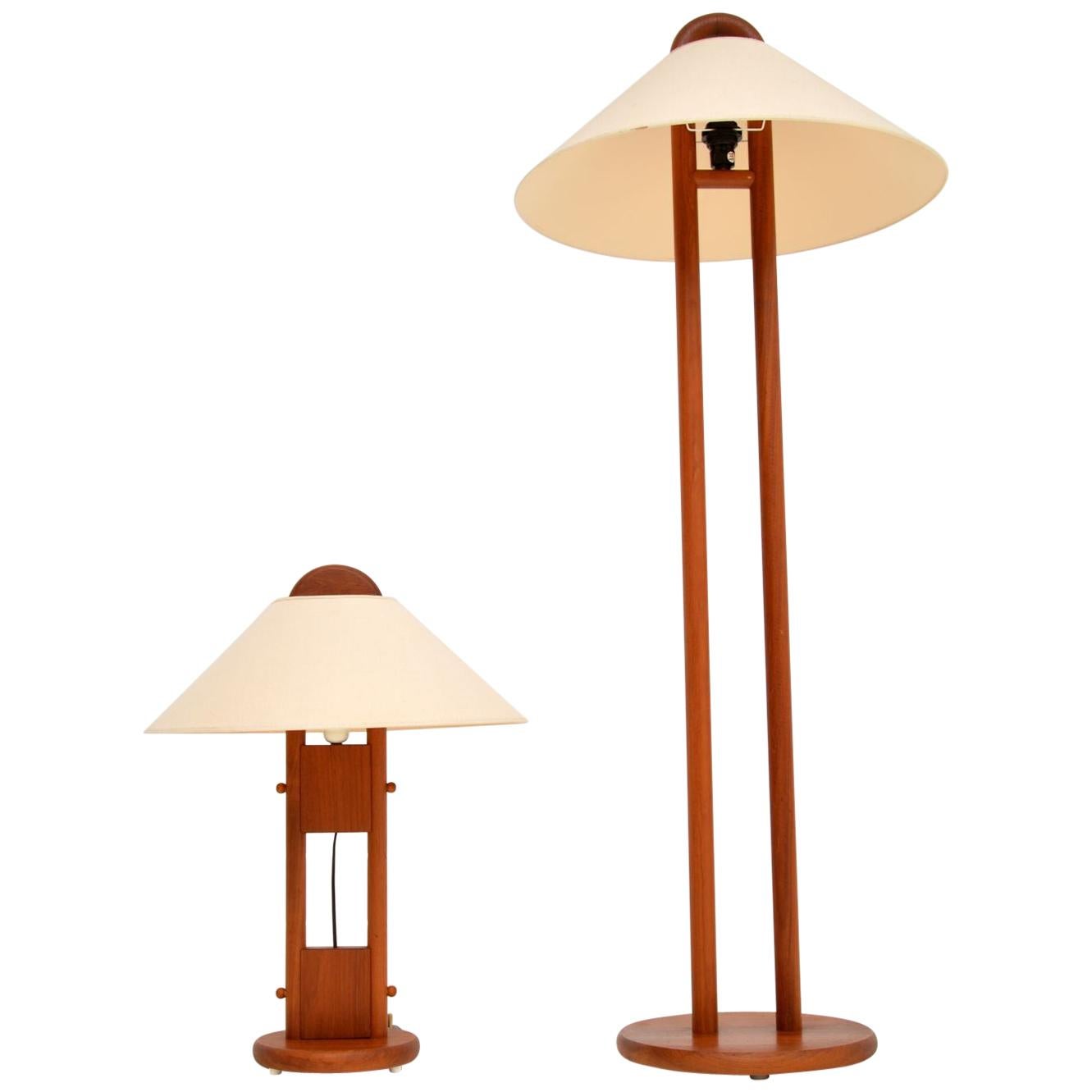 Pair of Matching Danish Vintage Teak Table / Floor Lamps