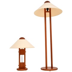 Pair of Matching Danish Vintage Teak Table / Floor Lamps