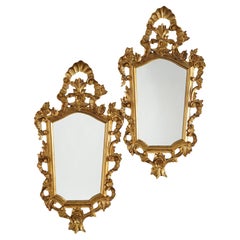 Pair of Matching French Louis XIV Style Giltwood Mirrors C1930