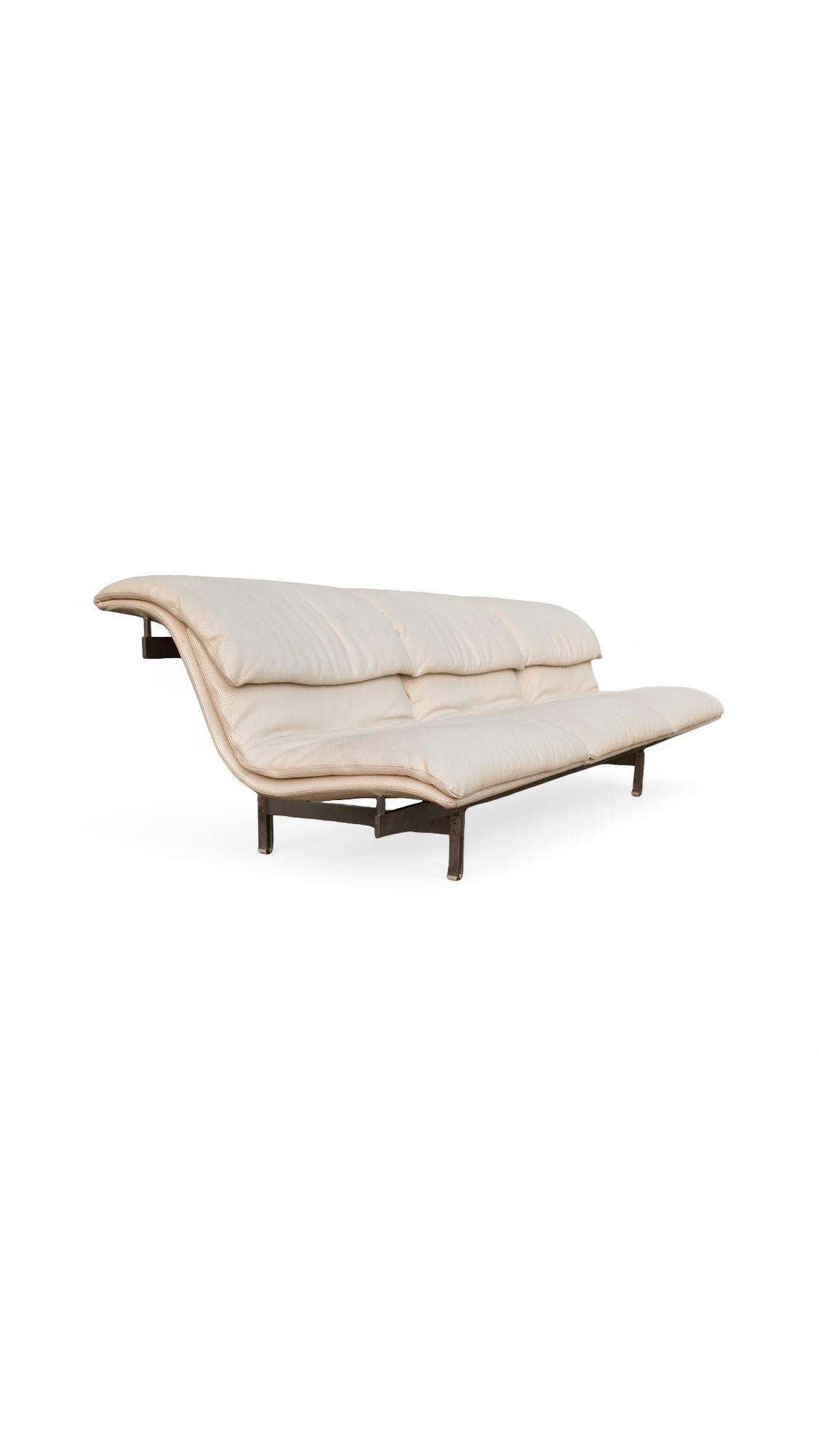 Pair of Matching Giovanni Offredi for Saporiti Leather Wave Sofas For Sale 5