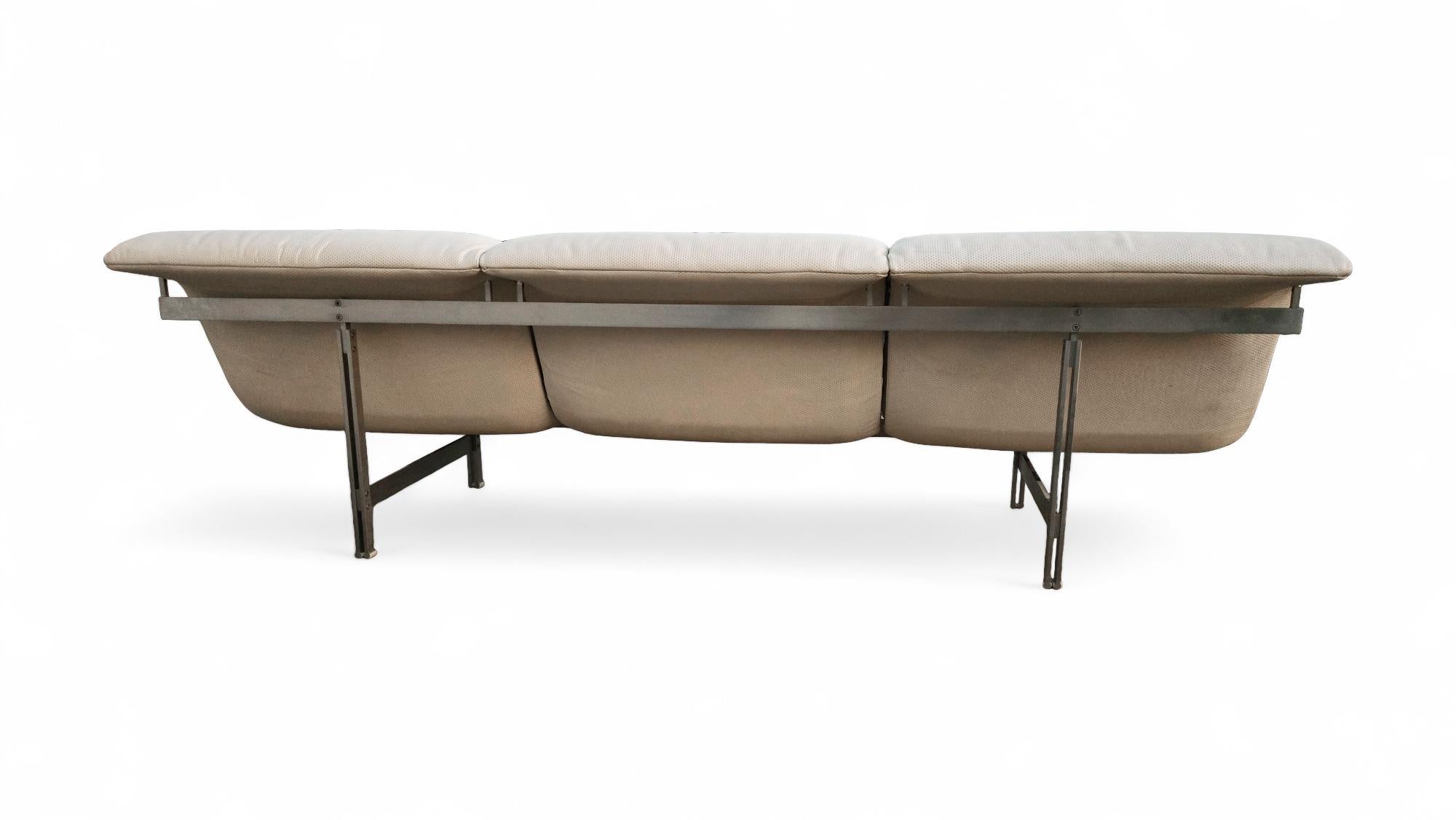 Pair of Matching Giovanni Offredi for Saporiti Leather Wave Sofas For Sale 10