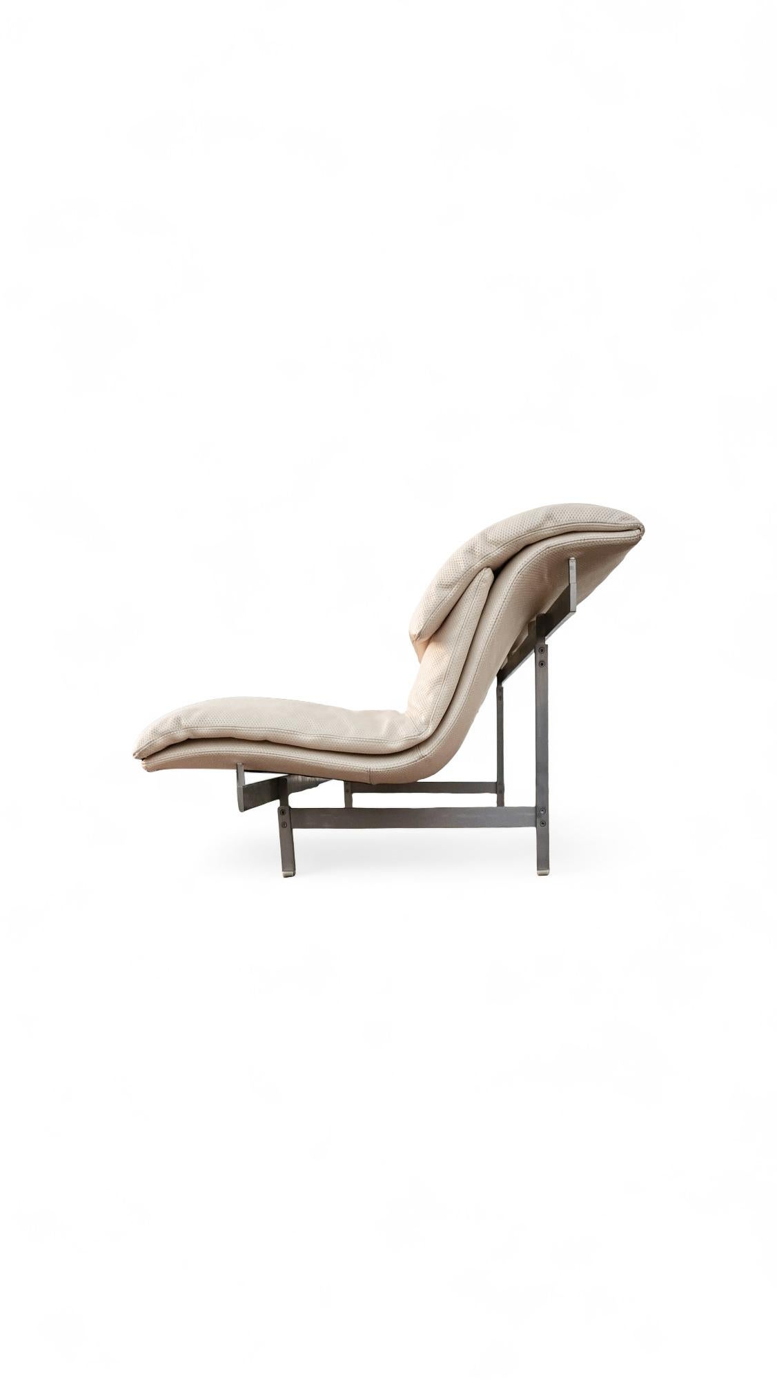Stainless Steel Pair of Matching Giovanni Offredi for Saporiti Leather Wave Sofas For Sale